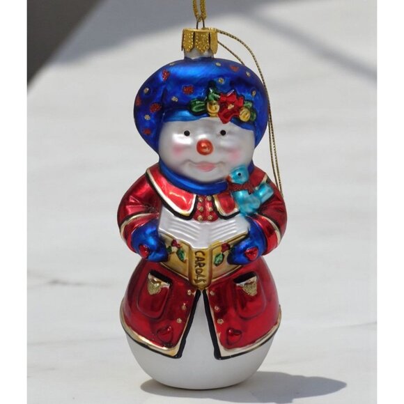 Vintage BK Brass Key Handcrafted Singing Snowman Ornament Christmas Caroler - Picture 1 of 6